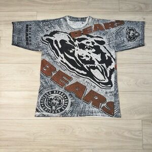 Vintage 90s Chicago Bears Magic Johnson All Over Print Shirt Large NFL Football